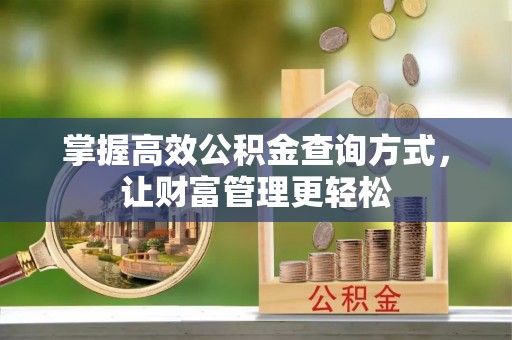 磴口掌握高效公积金查询方式，让财富管理更轻松